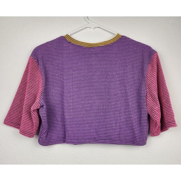 Agua Bendita Hazel Swim Crop Top Short Sleeve Purple Pink Size 3XL NWT - Picture 4 of 6